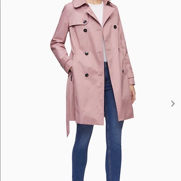 pink hooded trench coat